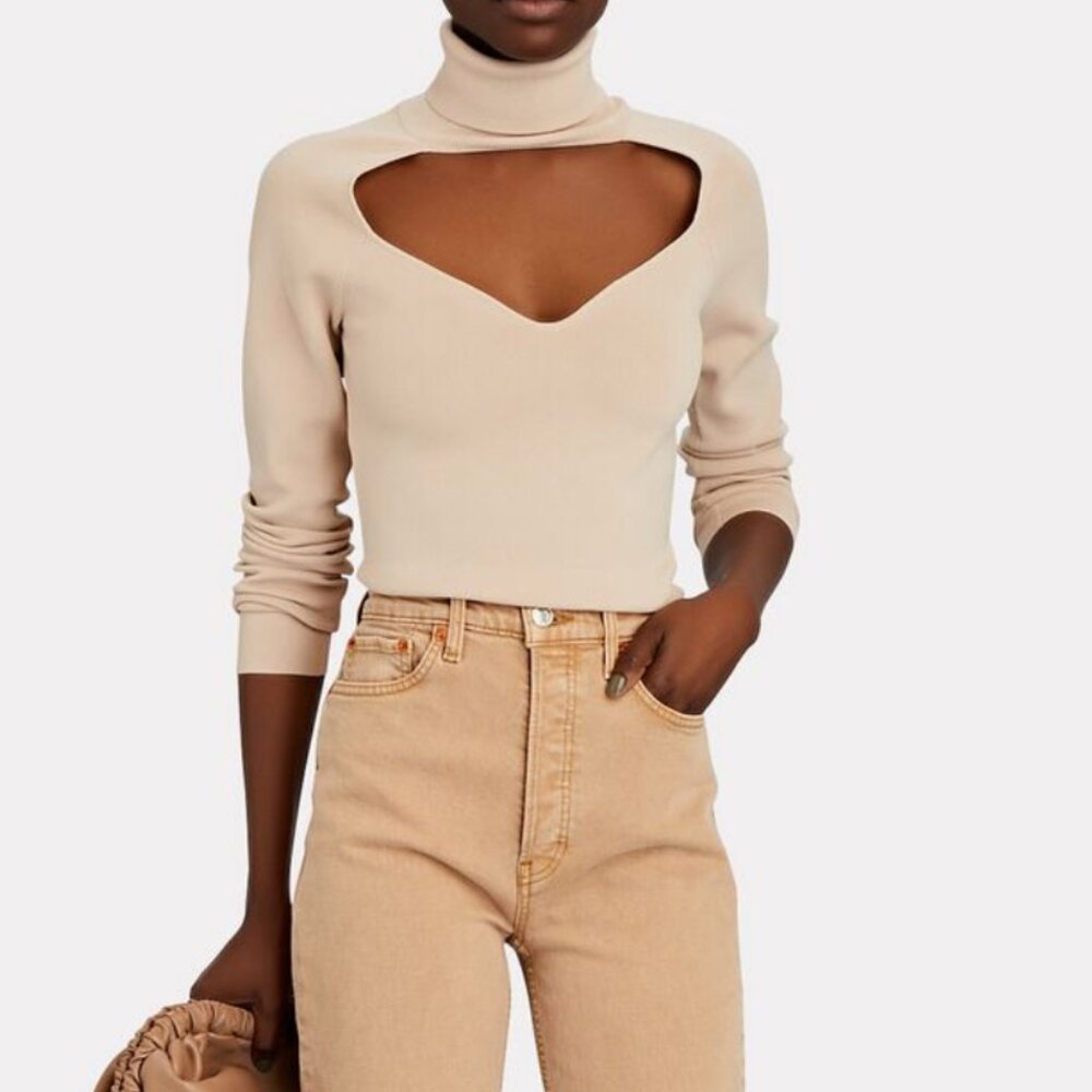 Nanushka Fah Cut-Out Knit Turtleneck Top